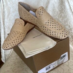 Vince Davis Natural SY Loafer Beige Woven Slip-Ons women Sz 8.5